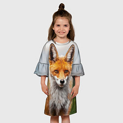 Платье клеш для девочки Рыжая лисица, цвет: 3D-принт — фото 2