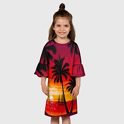 Платье клеш для девочки Гавайский закат, цвет: 3D-принт — фото 2