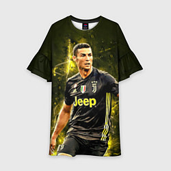 Платье клеш для девочки Cristiano Ronaldo Juventus, цвет: 3D-принт