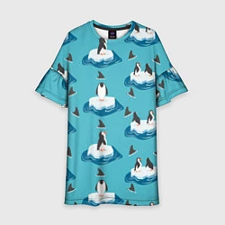 Платье клеш для девочки Пингвины, цвет: 3D-принт