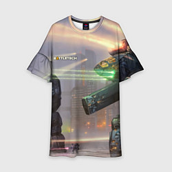 Платье клеш для девочки Боевая техника, цвет: 3D-принт