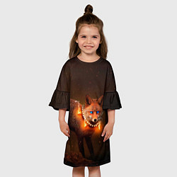 Платье клеш для девочки Лисица с гирляндой, цвет: 3D-принт — фото 2