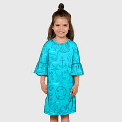 Платье клеш для девочки Морская тема, цвет: 3D-принт — фото 2