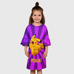 Платье клеш для девочки Радостный Пикачу, цвет: 3D-принт — фото 2