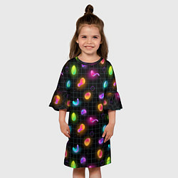 Платье клеш для девочки Ночные фонарики-светлячки, цвет: 3D-принт — фото 2