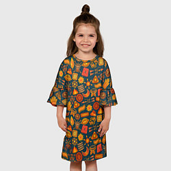 Платье клеш для девочки Узор из бактерий и не только, цвет: 3D-принт — фото 2