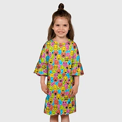 Платье клеш для девочки Смайлики, цвет: 3D-принт — фото 2