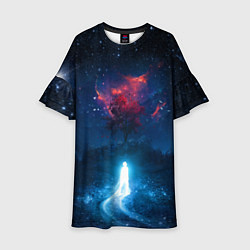 Платье клеш для девочки Душа идущая в космос Soul space Z, цвет: 3D-принт