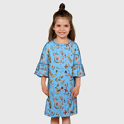 Платье клеш для девочки Кролик и Синичка, цвет: 3D-принт — фото 2