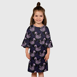 Платье клеш для девочки Лебеди из бисера, цвет: 3D-принт — фото 2