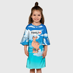 Платье клеш для девочки Семья это мир и любовь, цвет: 3D-принт — фото 2