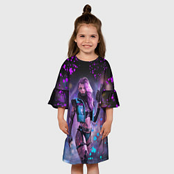Платье клеш для девочки CYBERPUNK 2077 NEON КИБЕРПАНК НЕОН Z, цвет: 3D-принт — фото 2