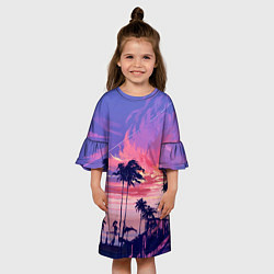 Платье клеш для девочки Пейзаж, цвет: 3D-принт — фото 2