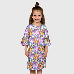 Платье клеш для девочки Тигр в цветах, цвет: 3D-принт — фото 2