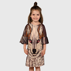 Платье клеш для девочки Красивая Волчица, цвет: 3D-принт — фото 2