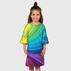 Платье клеш для девочки Радуга, цвет: 3D-принт — фото 2