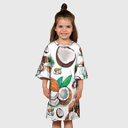 Платье клеш для девочки Кокосы, цвет: 3D-принт — фото 2