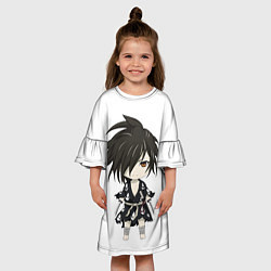 Платье клеш для девочки Хяккимару серьезный чиби, цвет: 3D-принт — фото 2