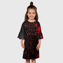 Платье клеш для девочки 3Д Разлом 3D Плиты и огонь, цвет: 3D-принт — фото 2