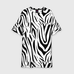 Платье клеш для девочки Черно-белая зебра, цвет: 3D-принт