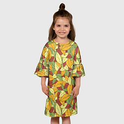 Платье клеш для девочки Яркие осенние листья, цвет: 3D-принт — фото 2