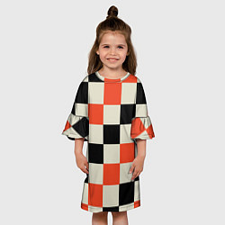 Платье клеш для девочки Образец шахматной доски, цвет: 3D-принт — фото 2