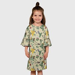 Платье клеш для девочки Зайчики с Цветочками, цвет: 3D-принт — фото 2