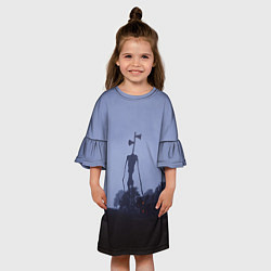 Платье клеш для девочки СИРЕНОГОЛОВЫЙ У ДОМА, цвет: 3D-принт — фото 2
