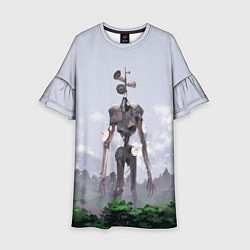 Платье клеш для девочки СИРЕНОГОЛОВЫЙ ЛЕС, цвет: 3D-принт