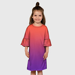 Платье клеш для девочки Оранжевый и Фиолетовый, цвет: 3D-принт — фото 2
