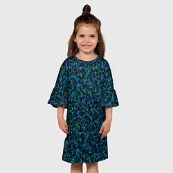 Платье клеш для девочки Абстрактный зелено-синий узор, цвет: 3D-принт — фото 2