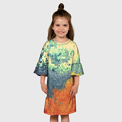 Платье клеш для девочки Стихия: лед и пламя, цвет: 3D-принт — фото 2