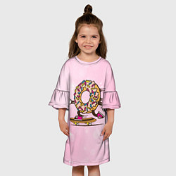 Платье клеш для девочки Пончик на скейте, цвет: 3D-принт — фото 2