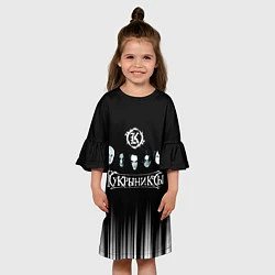 Платье клеш для девочки Кукрыниксы состав группы, цвет: 3D-принт — фото 2