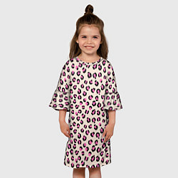 Платье клеш для девочки Леопардовый принт розовый, цвет: 3D-принт — фото 2
