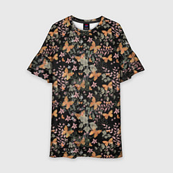 Платье клеш для девочки Ретро узор Бабочки, цвет: 3D-принт