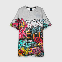 Платье клеш для девочки Graffiti on the wall, цвет: 3D-принт