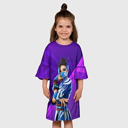 Платье клеш для девочки Fortnite Blue Jade, цвет: 3D-принт — фото 2