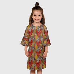 Платье клеш для девочки Осенний пэчворк, цвет: 3D-принт — фото 2
