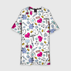Платье клеш для девочки Медицинский паттерн, цвет: 3D-принт