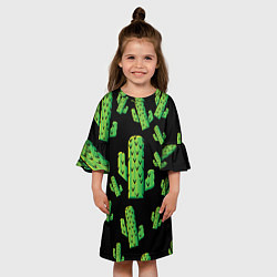 Платье клеш для девочки Cactus Time - Веселые кактусы, цвет: 3D-принт — фото 2