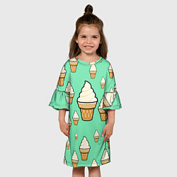 Платье клеш для девочки Мороженое - Ice Cream Party, цвет: 3D-принт — фото 2