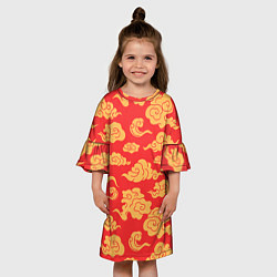 Платье клеш для девочки Западный узор облаков, цвет: 3D-принт — фото 2