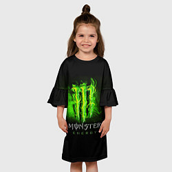 Платье клеш для девочки MONSTER ENERGY NEON НЕОН, цвет: 3D-принт — фото 2