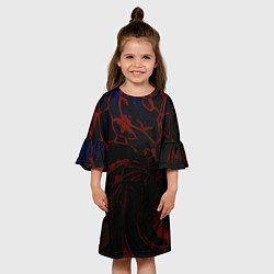 Платье клеш для девочки Извержение Вулкана Лава, цвет: 3D-принт — фото 2