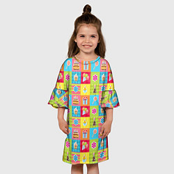 Платье клеш для девочки День Рождения, цвет: 3D-принт — фото 2