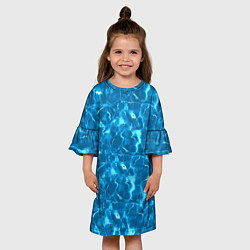 Платье клеш для девочки Текстура Воды Море, цвет: 3D-принт — фото 2
