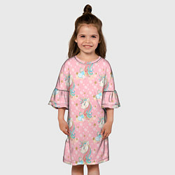 Платье клеш для девочки Единороги для девочек, цвет: 3D-принт — фото 2
