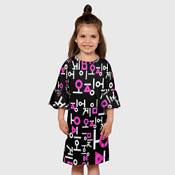 Платье клеш для девочки Игра в кальмара лого узор, цвет: 3D-принт — фото 2