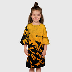 Платье клеш для девочки ВОРОНЫ ХЕЛЛОУИН CROWS HALLOWEEN, цвет: 3D-принт — фото 2